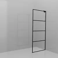 Balmani Modular inloopdouche: 90 x 200 cm, Lined met coating, Mat zwarte profielen met L-Shape