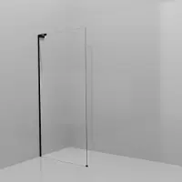 Balmani Modular inloopdouche: 100 x 200 cm, Helder glas met matte strook, Mat zwarte profielen met L-Shape