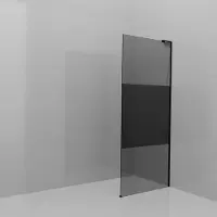 Balmani Modular inloopdouche: 90 x 200 cm, Rookglas met matte strook, Mat zwarte profielen met L-Shape
