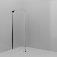 Balmani Modular inloopdouche: 90 x 200 cm, Permafrost met coating, Mat zwarte profielen met L-Shape