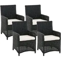 CLP Tuinstoelenset 4-delig Fontana, polyrotan tuinstoelen, hoge rugleuning met zitkussens zwart
