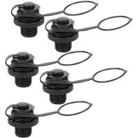 Gistuch (5 stuks/set) 2-in-1 luchtdop met slangstuk voor luchtboot, met schroefdraad, zonder basis, zwart