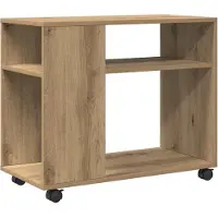 vidaXL Bijzettafel met wieltjes 70x35x60 cm hout artisanaal eikenkleur