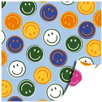 Kassaplan Toonbankrol 50cm 100m Smileys roze/blauw blauw Papier Cadeaupapier