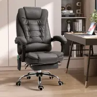 MODFU - Bureaustoel - Massagefunctie En Verwarming - Verstelbare Rugleuning Met Voetensteun - Polyester - Donkergrijs