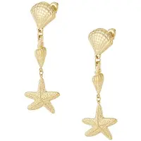 Yehwang triple Shell oorbellen- schelp- zeester- goudkleur