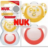 Nuk Star Siliconen Fopspeen 6–18 Maanden – Geel/roze – Orthodontisch – BPA-vrij – 2 Stuks