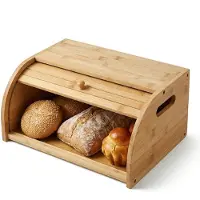 Cheqo Broodtrommel met Rolluik - Bamboe - Brooddoos - Broodkast - Broodbewaardoos - Vershoudtrommel - Broodbox - Houten Broodtrommel - Keuken Accessoire
