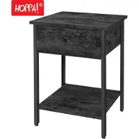 Hoppa! - Vintage nachtkastje/bijzettafel – Zwart metaal - 41 x 41 x 56 cm (B x D x H)