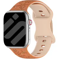 Strap-it Flower Siliconen bandje - horlogebandje geschikt voor Apple Watch 1/2/3/4/5/6/7/8/9/10/11/SE/Ultra (2) (38/40/41/42mm) - beige/bruin