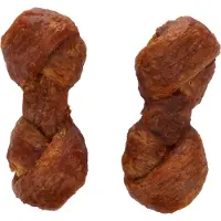 Flamingo chomps - kippentraktaat voor uw hond - 2 geknoopte botten met 40% kip - S geen toegevoegde suiker - glutenvrij -+- 12 cm -2 x 50 gr - ideaal als gebakje voor uw hond tijdens de feesten