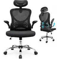 Five Stars Ergonomische Bureaustoel voor Volwassenen - Mesh Rugleuning - Verstelbare Hoofdsteun & Armleuningen - Ergo Plus - Zwart