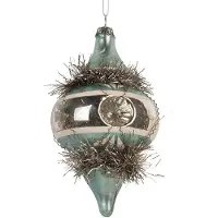 Clayre & Eef Kerstbal Overig Ø 7x13 cm Blauw Glas Kerstballen