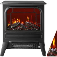 Ren Sfeerhaard elektrisch - Sfeerhaarden -Sfeerhaard met Schouw- 17D x 34B x 25H centimeter - Moderne Stijl - Zwart - 27cm x 35cm x 42cm