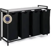 Ren Wasmand 4 Vakken - Wasmand - Wassorteerder - Zwart - 36cm x 111cm x 73cm