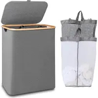 Ren Wasmand 2 Vakken - Wasmand - Wassorteerder - Grijs - 40cm x 20cm x 60cm