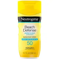 Neutrogena Beach Defense SPF 50 Zonnebrand Lotion 198ml – Gezicht & Lichaam – Olievrij – Sneldrogend – Waterbestendig – Zonbescherming Hoge Factor