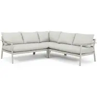 BUITEN living Florence lounge hoekbank tuin 5 personen | aluminium + touw | beige | 3-delig - 216x216cm