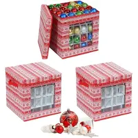 Northix Kerstdecoratie opbergboxen, set van 3 stuks met scheidingswanden