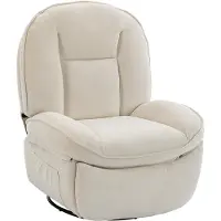 HOMCOM relaxfauteuil - draaibaar - zijvakken - crèmewit