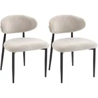 HOMCOM Dining Chair-Leinenoptik Stoff (100% Polyester), Stahl-58L x 58B x 77H cm-Beige