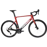RINOS Odin 4 Carbon racefiets -Roadbike - lichtgewicht racefiets 700C - Shimano 105 - 24 versnellingen- aerodynamisch ontwerp - hydraulische remmen - unisex - Zwart Rood 52 --2024