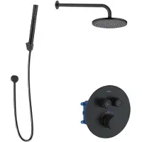Kielle Oudee - Thermostatisch inbouwkraan, voor 2 functies, met EcoSpare accessoires en huis, mat zwart 20602SPT84