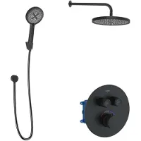 Kielle Oudee - Thermostatisch inbouwkraan, voor 2 functies, met EcoSpare accessoires en huis, mat zwart 20602SPT74