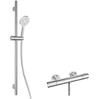 Kielle Oudee - Douche set met thermostatische kraan, stang, slang en douchekop EcoSpare, chroom 20602SNT40
