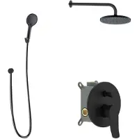 Kielle Nefia - Doucheset met inbouwkraan, voor 2 functies, met accessoires EcoSpare en kraanhuis, matzwart 20627SP144