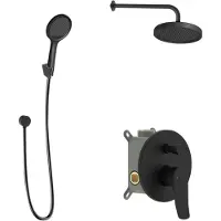 Kielle Nefia - Doucheset met inbouwkraan, voor 2 functies, met accessoires EcoSpare en kraanhuis, matzwart 20627SP134