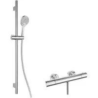 Kielle Oudee - Douche set met thermostatische kraan, stang, slang en douchekop EcoSpare, chroom 20602SNT70
