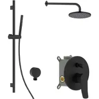 Kielle Nefia - Doucheset met inbouwkraan, voor 2 functies, met accessoires EcoSpare en kraanhuis, matzwart 20627SP84