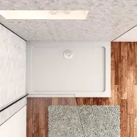 AICA Witte douchebak rechthoek 100x90cm slechts 3cm gemaakt kunststeen en minerale harsmix Extra plat ontwerp met douchegoot rooster verkrijgbaar in verschillende maten
