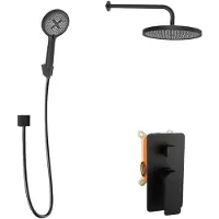 Kielle Vega - Doucheset met inbouwkraan, voor 2 functies, met accessoires EcoSpare en kraanhuis, matzwart 20618SP94