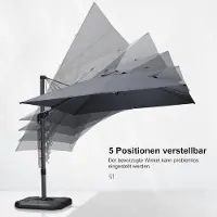 Laura Zweefparasol 300x300 cm 360° Draaibaar Kantelbaar met Voet en Zwengel – UV50+ Waterafstotend Aluminium Tuinparasol Lichtgrijs –