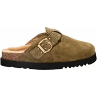 Scholl Klomp Women Benny Suede Fur Khaki-Schoenmaat 38