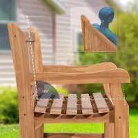 Laura Tuinbank 240 cm Massief Teakhout met Rugleuning en Armleuningen – Extra Grote Weerbestendige Houten Tuinbank voor Buiten, Tuin en Terras – 61 x 240 x 93 cm – Landelijke Stijl –