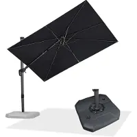 Laura PURPLE LEAF Zweefparasol, 300 cm x 200 cm, twist met parasolstandaard, kantelbaar, aluminium frame, aan beide zijden axiaal zwenken, tuinparasol met zwengel, 360° rotatie, uv-bestendig, grijs
