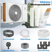 Laura Split Airconditioner 9000 BTU (2.6 kW) WiFi Ready – A+++ Energiezuinig Koelen & Verwarmen – Zeer Stil Inverter Airco met Timer, Afstandsbediening & Complete Installatieset (3m) –