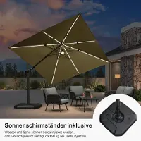 Laura Zweefparasol 300x300 cm - Draaibare Parasol 360° met Voetpedaal & Kantelfunctie - Grote Aluminium Tuinparasol UV-bescherming & Waterafstotend - Beige -