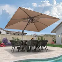 Laura Zweefparasol 270x365 cm Rechthoekig XXL – 360° Draaibaar, Kantelbaar, UV50+ Zonwering, Waterdicht, Dubbel Dak, Met Parasolvoet – Beige |
