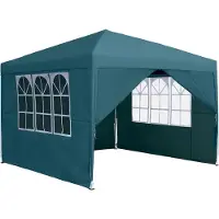 QEENTOE Tuinpaviljoen, 2,5x2,5 m, partytent met 4 zijwanden, waterdicht, UV-bescherming, groen, geschikt voor feesten, bruiloften en picknicks