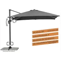 Laura Zweefparasol Vierkant 300x300 cm – 360° Draaibaar & Kantelbaar met Twist Functie – UV50+ Bescherming – Waterafstotend Polyester – Aluminium Frame Antraciet – Luxe Balkon- en Tuinparasol |