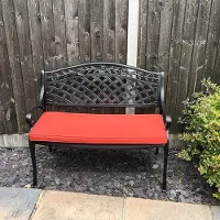 Laura Tuinbank Aluminium 102 cm Antiek Brons met Terracotta Kussen – Weerbestendig & Roestvrij – Onderhoudsarm – Klassiek Design –