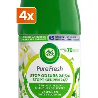 Air Wick (4x) Pure Fresh Luchtverfrisser - Pure Jasmijn en Witte Bloemen - Navulling - 4 x 250 ml