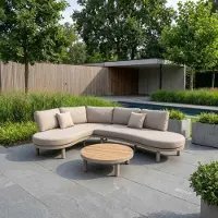 LUX outdoor living Washington hoek loungeset 5 personen | aluminium + hardhout | beige | 4-delig - 259x195cm