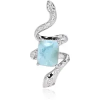 Cavill - Larimar Hanger Zilver 2,64 ct met Witte Topaas 0,36 ct - 925 Sterling Zilver Gerhodineerd - Antiek Cabochon Slang Design - Exclusieve Hangers