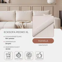 Laura Hoekbank met slaapfunctie 278 x 145 x 79 cm – L-vorm slaapbank met opbergruimte en uittrekbed – Velvet Manilla stof, inclusief kussens, links/rechts monteerbaar –
