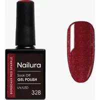 Nailura - Gel Polish 328 - Bordeaux Red Sparkle - 10 ml